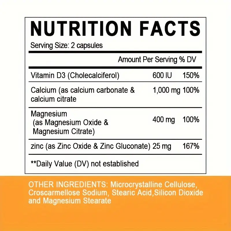 Calcium Magnesium Zinc And Vitamin D3 dietary supplement