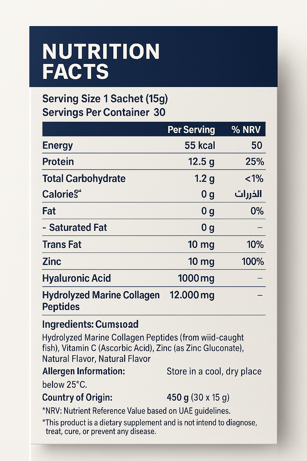 Hydrolyzed marine collagen peptides